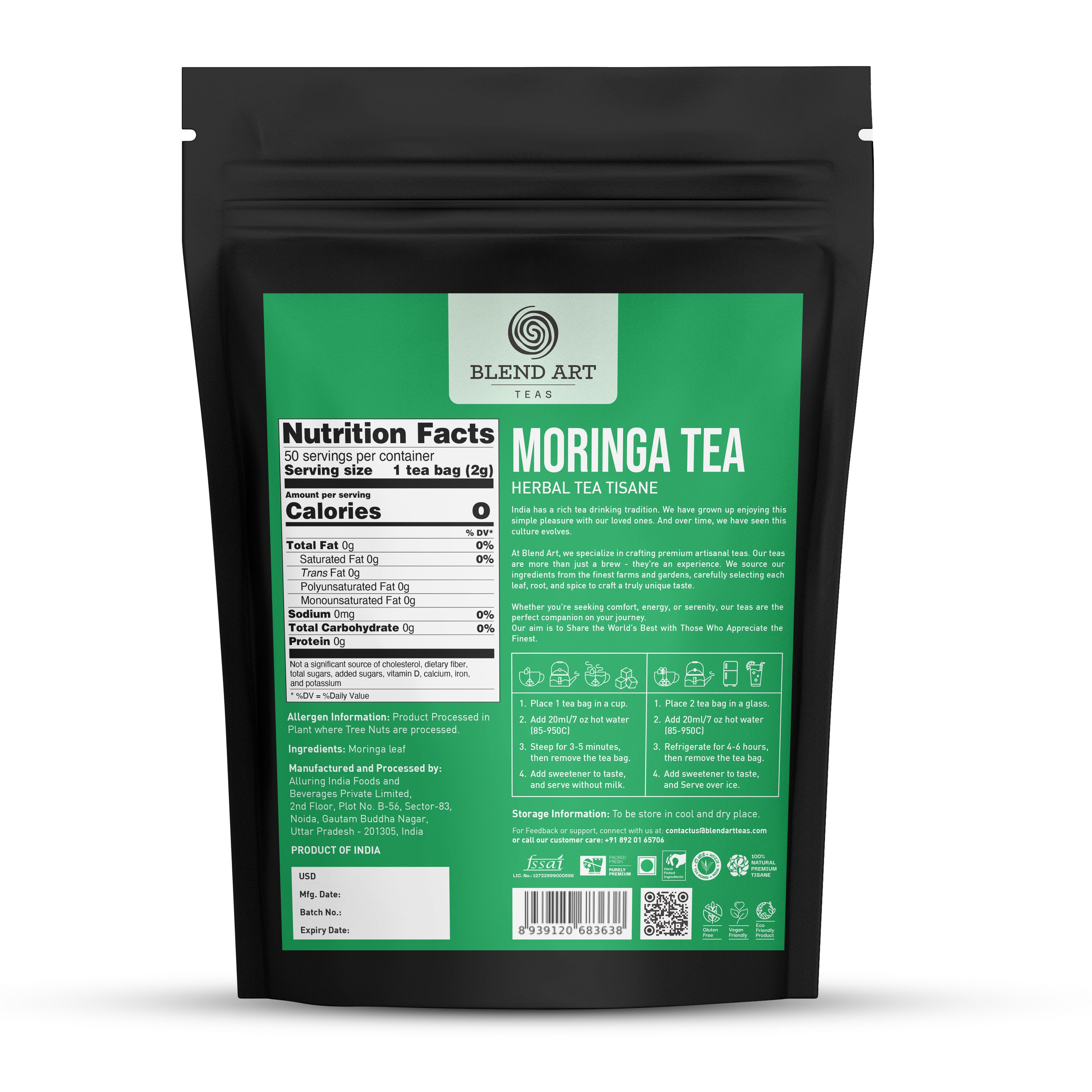 Moringa 50 Tea Bags Pure & Natural Moringa Leaves | Natural Wellness Tea