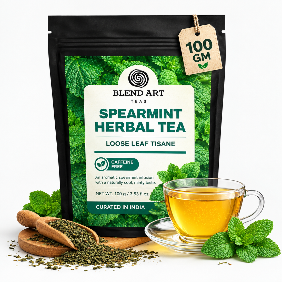 Spearmint Herbal Tea - 100 gm Loose Leaves  | Pcos Relief | Balances Hormones